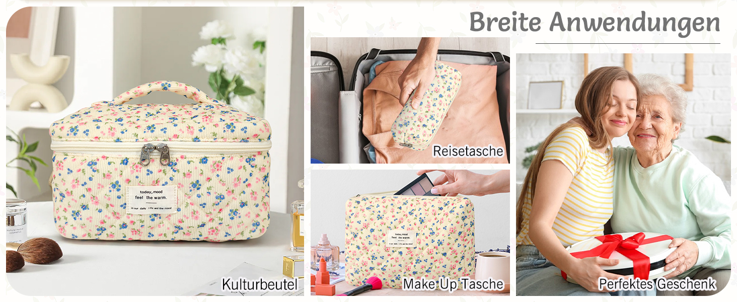 Набір косметичок для жінок: 3 шт. для макіяжу, подорожей та повсякденного використання. Великі косметички для дівчат та жінок