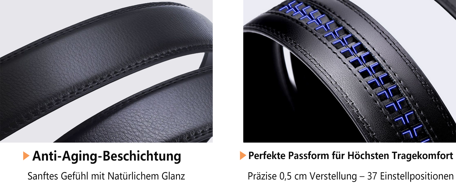 Чоловічий шкіряний ремінь LionVII з автоматичною пряжкою - 3,5 см, регульований, для відпочинку та ділових зустрічей, можна підігнати під обхват 75-125 см, чорний – Kraft