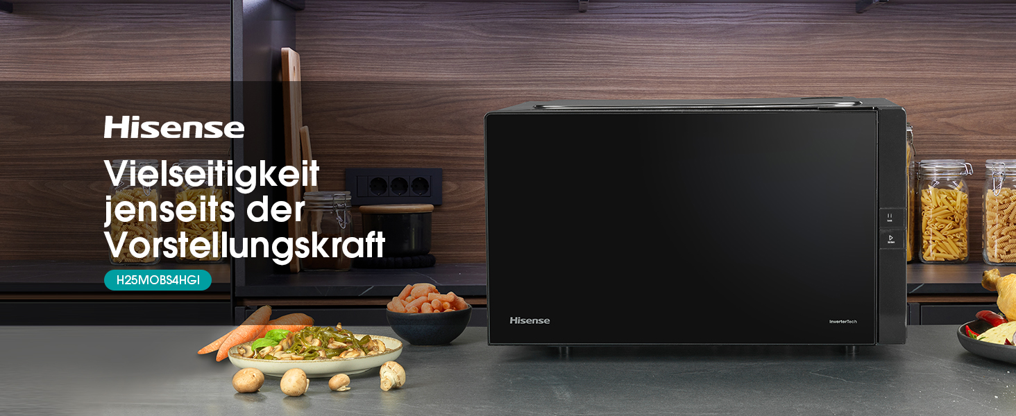 Мікрохвильова піч Hisense H20MOBS4HI 25 л з InverterTech, керамічним покриттям та цифровим керуванням