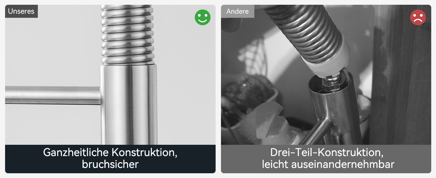 Кран кухонний CECIPA з висувною лійкою, високотискний, з двома режимами розпилення, поворотний на 360°, з нержавіючої сталі, матовий