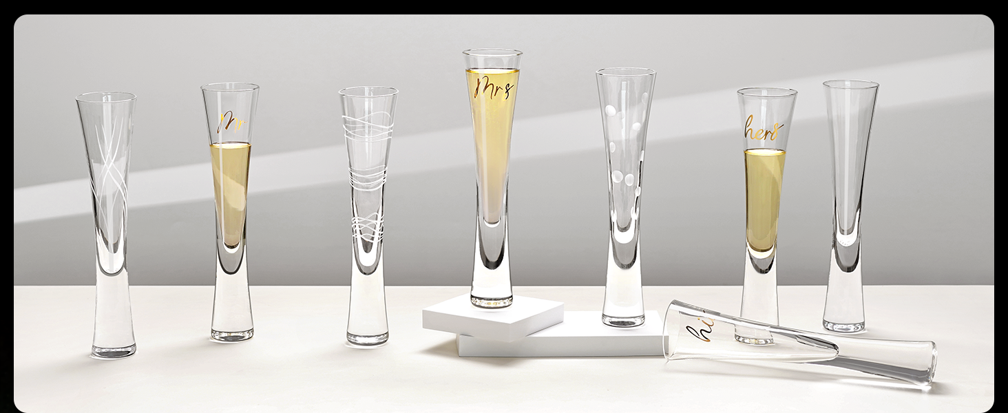 Набір 2 шт. келихів для шампанського 145мл, келихи з кришталю, келихи для ігристі вина, ручної роботи, прозорі лікерні келихи (з пінопластовою упаковкою)