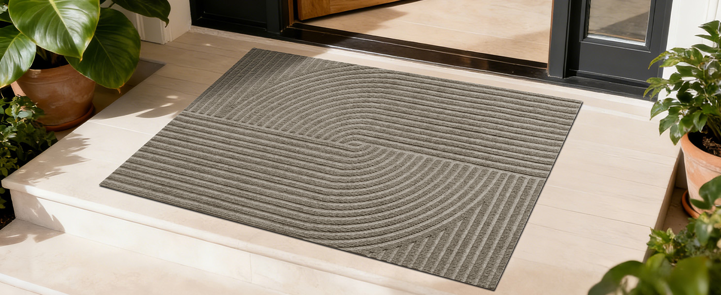 Привідний килимок FEOMOS 60x90 см для дому та вулиці, протиковзний вологопоглинаючий килим для вхідних дверей, коридору, балкона та кухні, бежевий, можна прати