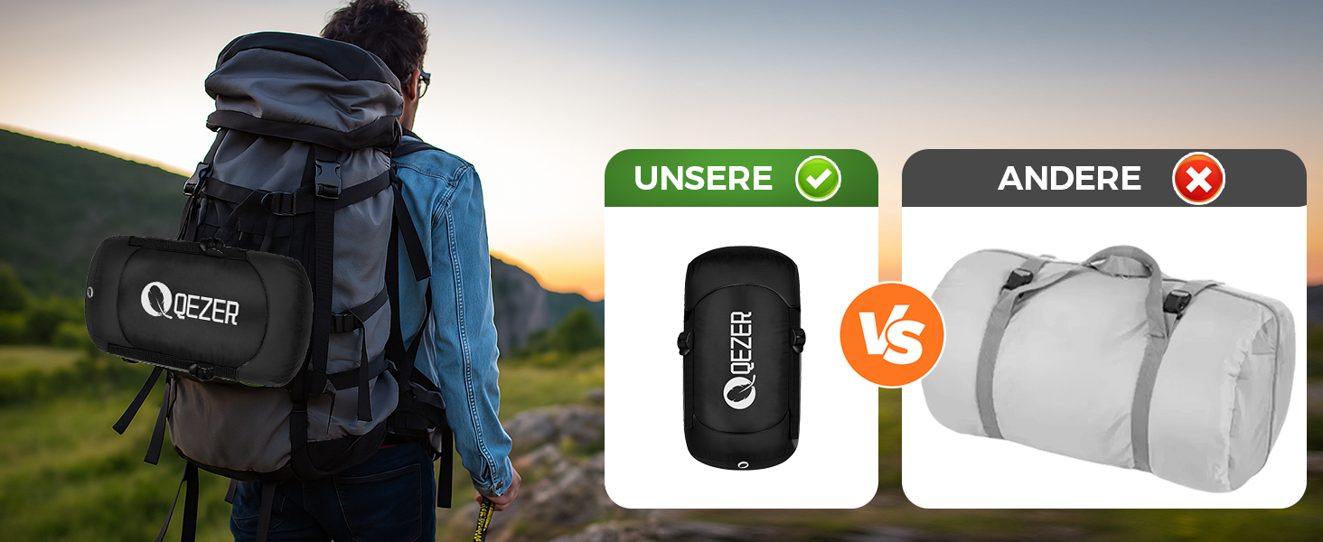 Спальний мішок XXL з пуху 3-4 сезони, 230x100 см, для дорослих, чорний, -3°C | Для кемпінгу, походів, рюкзаків