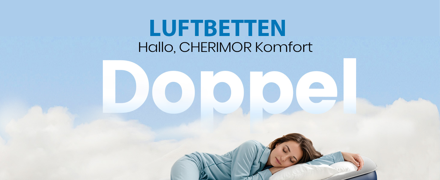 Надувне ліжко для двох осіб, самонадувна повітряна матрац для гостей з вбудованим насосом (3 хвилини), захист від проколів, надувна матрац для кемпінгу та дому, 203x152x46 см, максимальне навантаження 363 кг