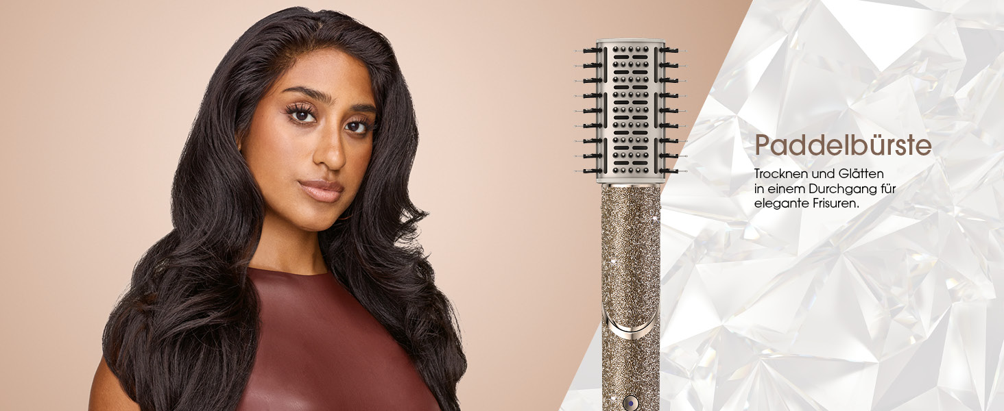 Фен-щітка Shark FlexStyle Sparkle Limited Edition Gold Diamond 5-в-1 з набором насадок (локон, щітка-гребінець, овальна, концентр., дифузор), HD446JSEU