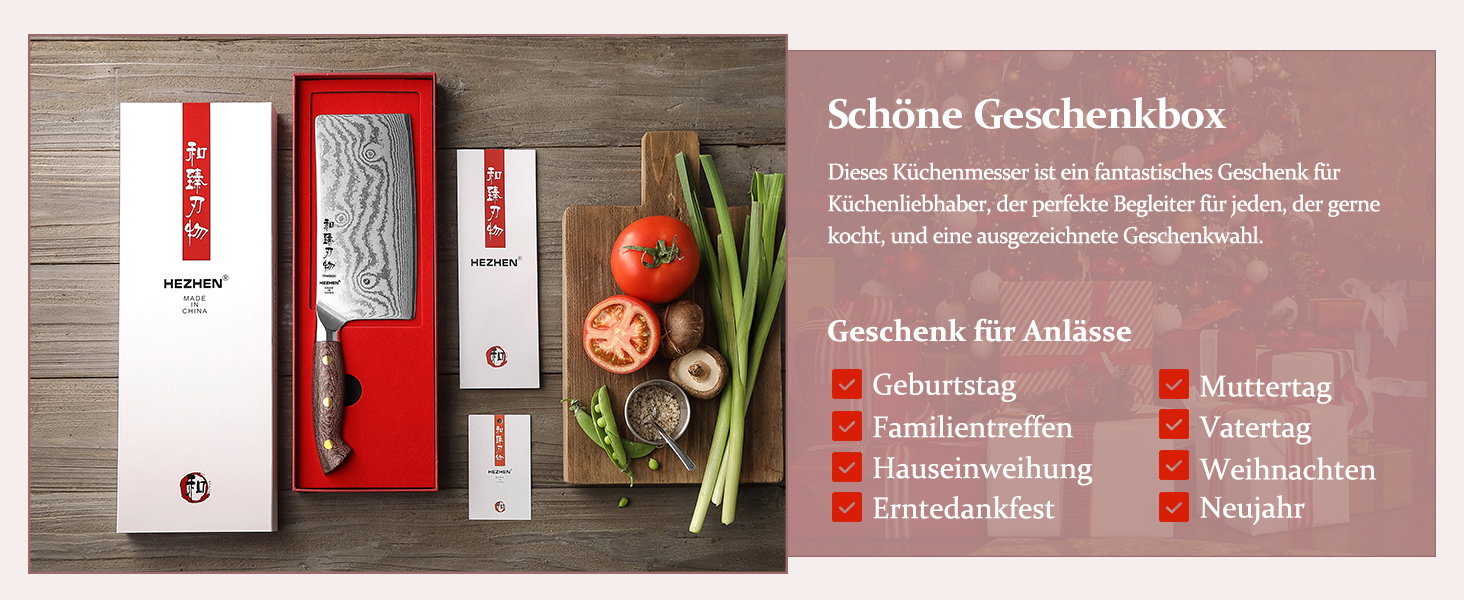 HEZHEN ніж кухарський 21 см дамаст 67 шарів, професійний ніж для кухні з дерев'яною піхвою, full tang ручка з Micarta
