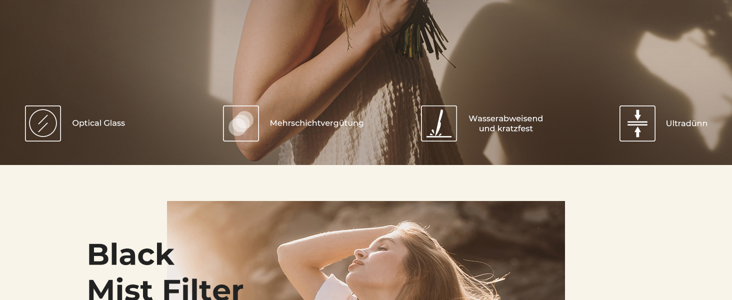 Фільтр K&F Concept Black Mist 1/4 (52mm) для відео та портретної зйомки - оптичне скло з нанопокриттям