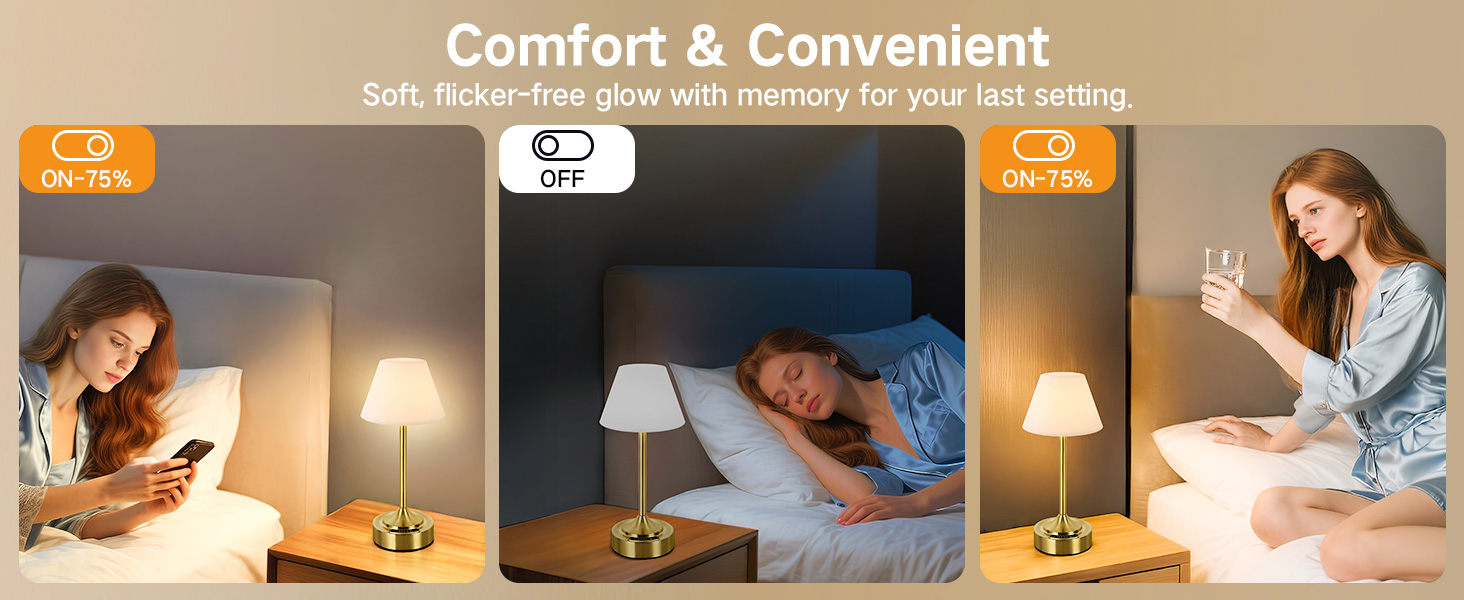 Світлодіодний акумуляторний настільний світильник OUTON 2 шт, USB-C, 3 режими освітлення (3000K-6000K), сенсорне керування, IP54, 53 год, золотий - для ванної, кухні, вулиці