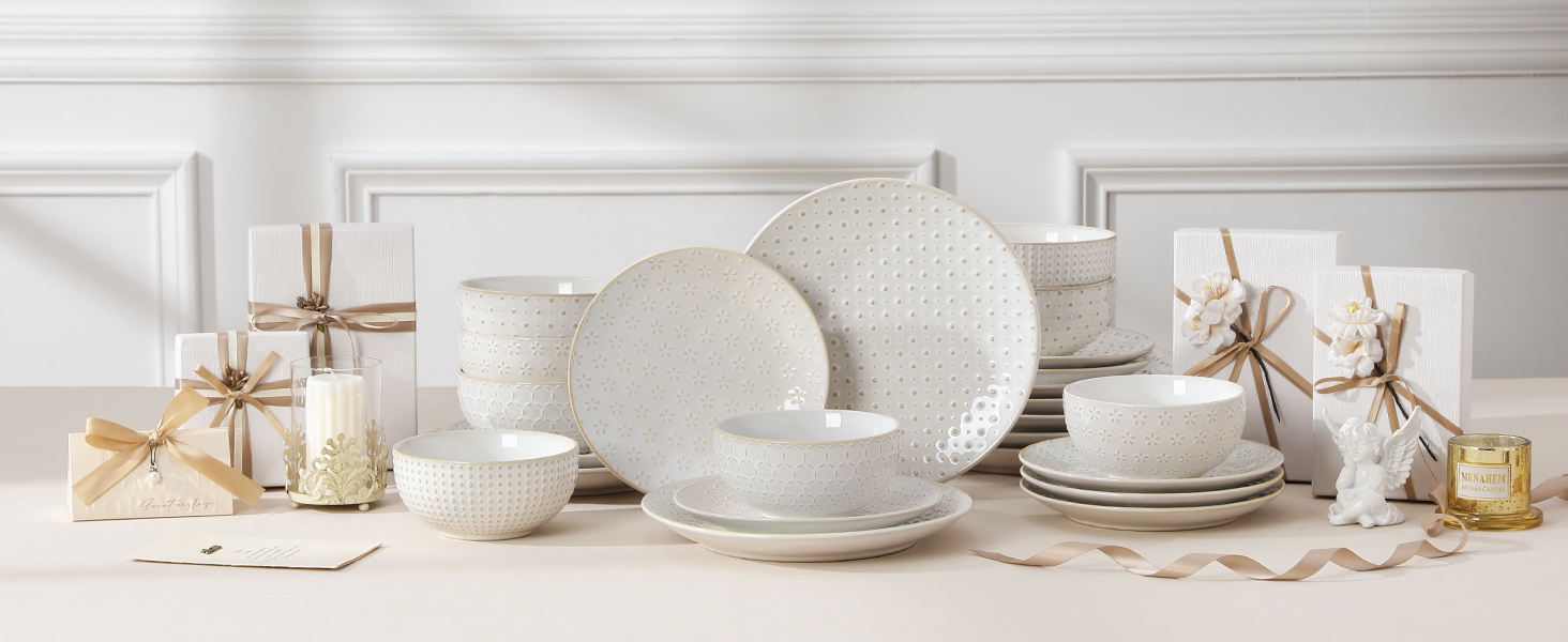 Набір кавових чашок MALACASA з блюдцем, 8 шт. (4 персони), кавовий сервіз з порцеляни, об'єм 180 мл, для кави, чаю, десертів, бежевий