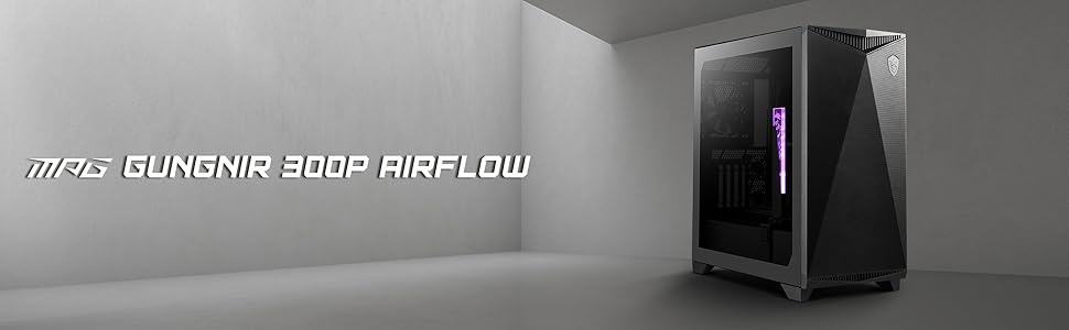 Корпус ПК MSI MPG GUNGNIR 300P Airflow - Mid-Tower з загартованим склом, підтримка ATX/M-ATX/Mini-ITX, 4 x 120mm ARGB вентилятори, USB 3.2 Gen 2x2 Type-C, Gen 1 Type-A, магнітний фільтр пилу