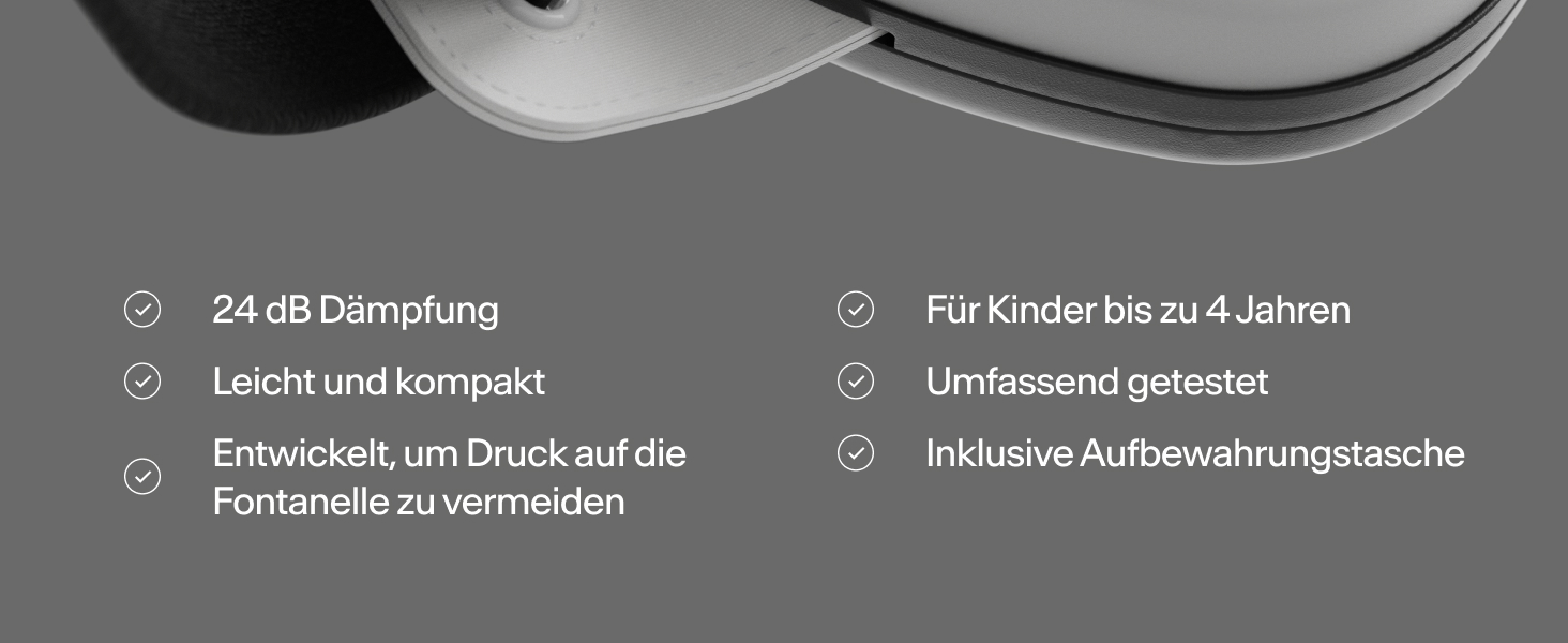 Захисні навушники Alpine Muffy Baby Klassik для дітей до 36 місяців - чорний колір. Безпечні, регульовані, запобігають пошкодженню слуху. Виготовлено в Німеччині.