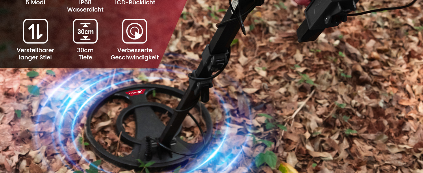 Металодетектор KAIWEETS Explorer X I 2025: 5 режимів, водонепроникний, з навушниками та лопаткою