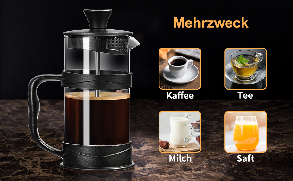 Френч-прес ParaCity 350 мл: нержавіюча сталь, термостійке скло, для холодної заварки, ідеальний подарунок для подорожей та дому (Чорний)