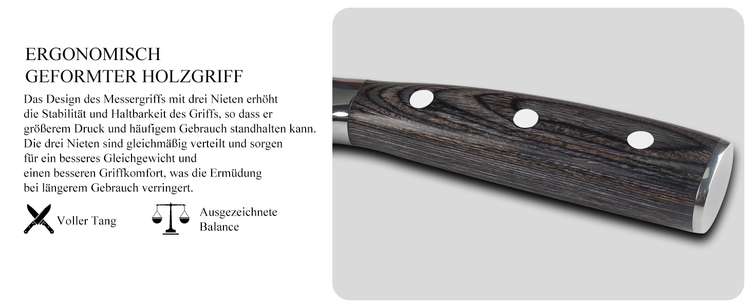 Набір кухонних ножів MOSFiATA 5 предметів з високоякісної вуглецевої нержавіючої сталі: Ніж Накірі 18 см, Універсальний ніж 13 см, Ніж для хліба, Точилка для ножів та Подарункова коробка