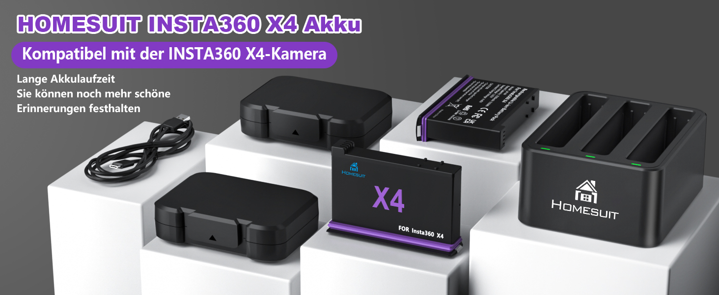 Акумулятор Insta360 X5 2 шт. + LED зарядний пристрій (2850mAh) + Micro SD картридер - комплект для Insta360 X5