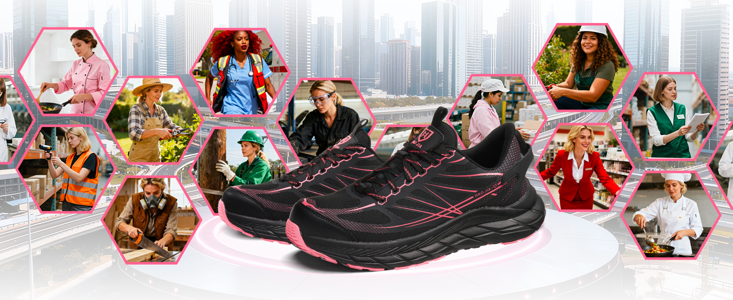 Черевики робочі чоловічі/жіночі, захисні черевики зі сталевим підноском, легкі, дихаючі, EU 37-46 (Рожевий, 39 EU)