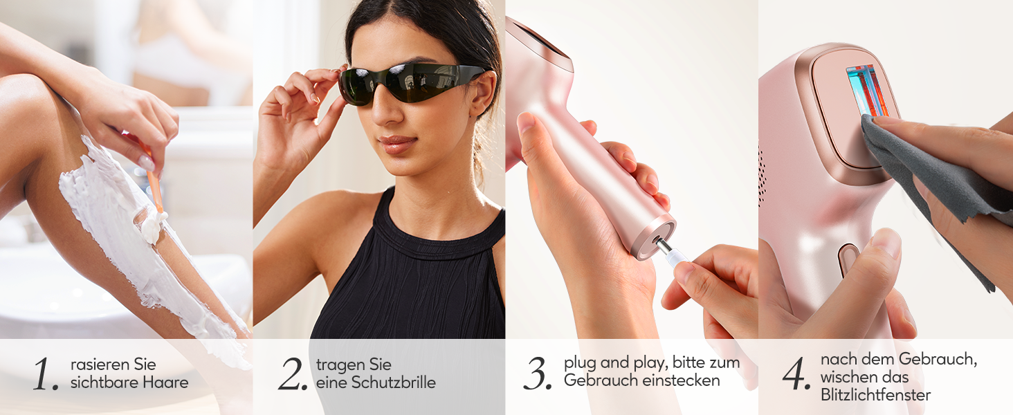 IPL пристрій для епіляції Innza з охолодженням, 999 999 імпульсів, 9 рівнів потужності, для обличчя, зони бікіні, тіла, рожеве золото