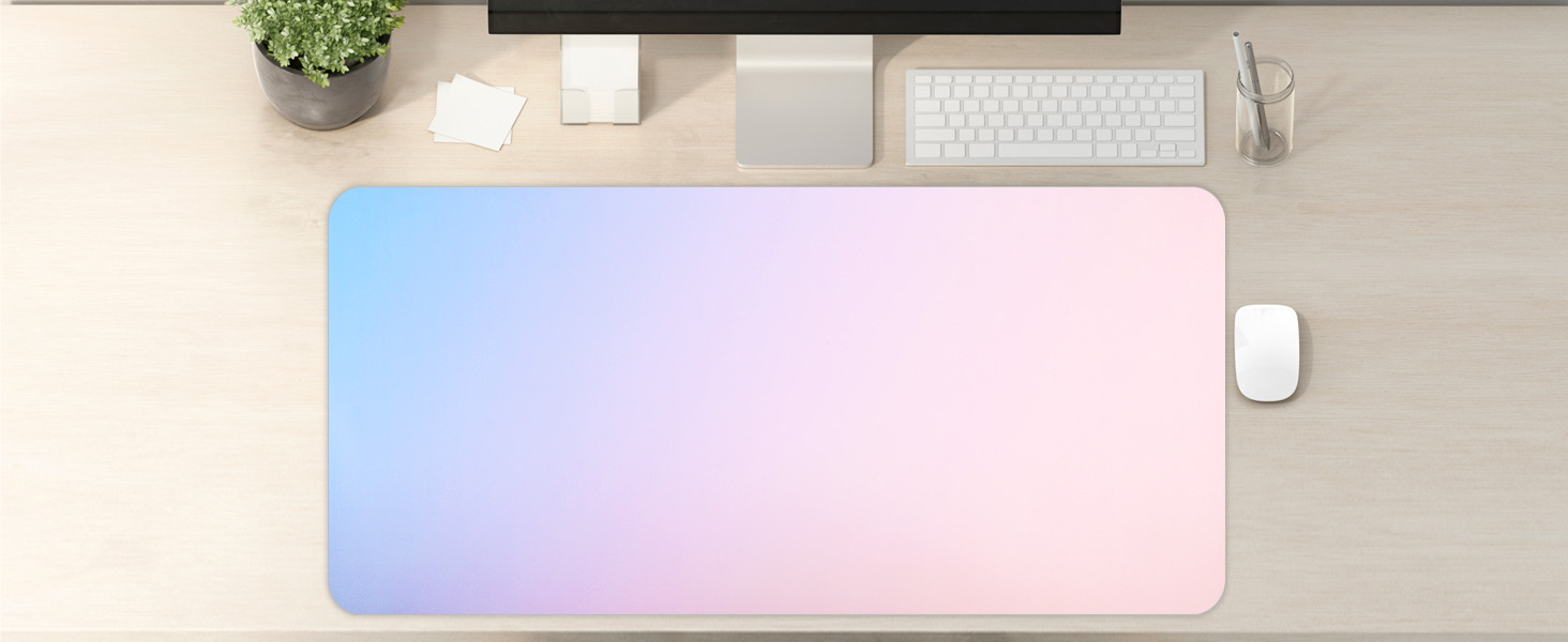 Килимок на стіл з шкіри, антиковзаючий, великий 80x40 см, багатофункціональний, для офісу та дому, лавандово-блакитний