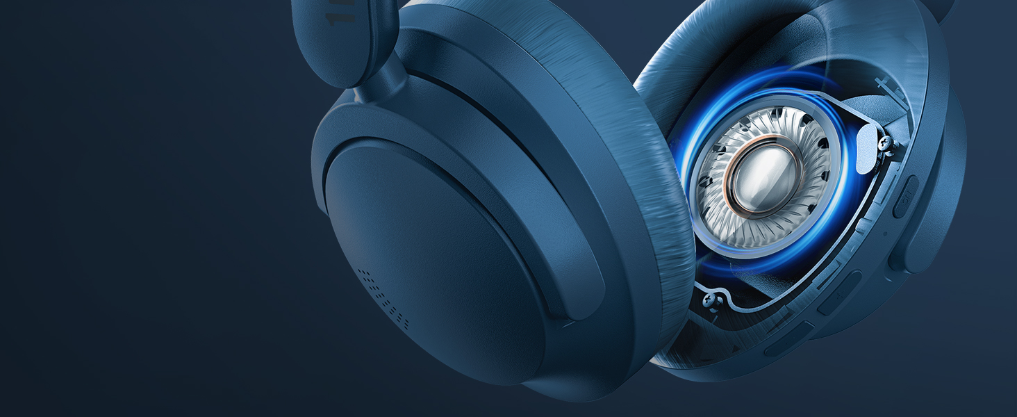 1MORE SonoFlow навушники з активним шумозаглушенням, Bluetooth, 70 годин, LDAC, Hi-Res, Over-Ear, для дзвінків (блакитні)