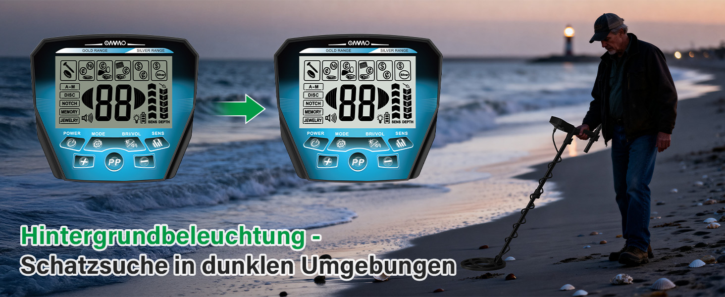 Металодетектор OMMO Pro для дорослих та дітей, USB, водонепроникний (IP68), 6 режимів, пошук золота, з лопаткою, синій