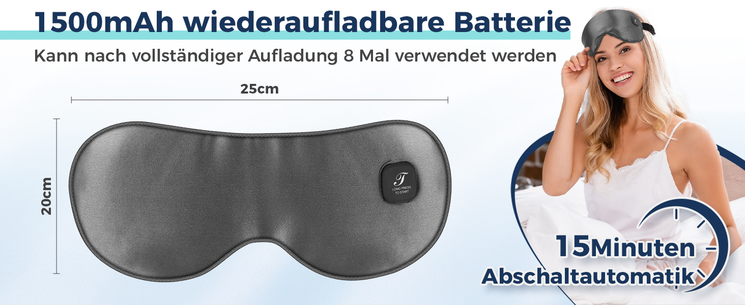 Тепла маска для очей Telepepe з підігрівом, 1500mAh, акумулятор, 3 режими, велика батарея, знімна наволочка, подарунок