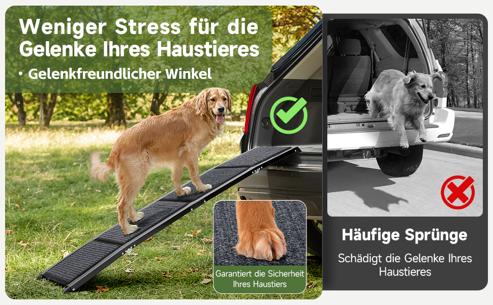 Рампа для собак Fellie - складана, для великих, середніх та малих собак, до 100 кг, 170 см