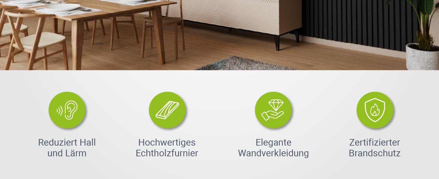 Акустичні панелі Juskys для стін, набір 4 шт (2,88 м²), 120x60 см, шумопоглищаючі декоративні панелі від луни та шуму, колір Дуб темно-сірий