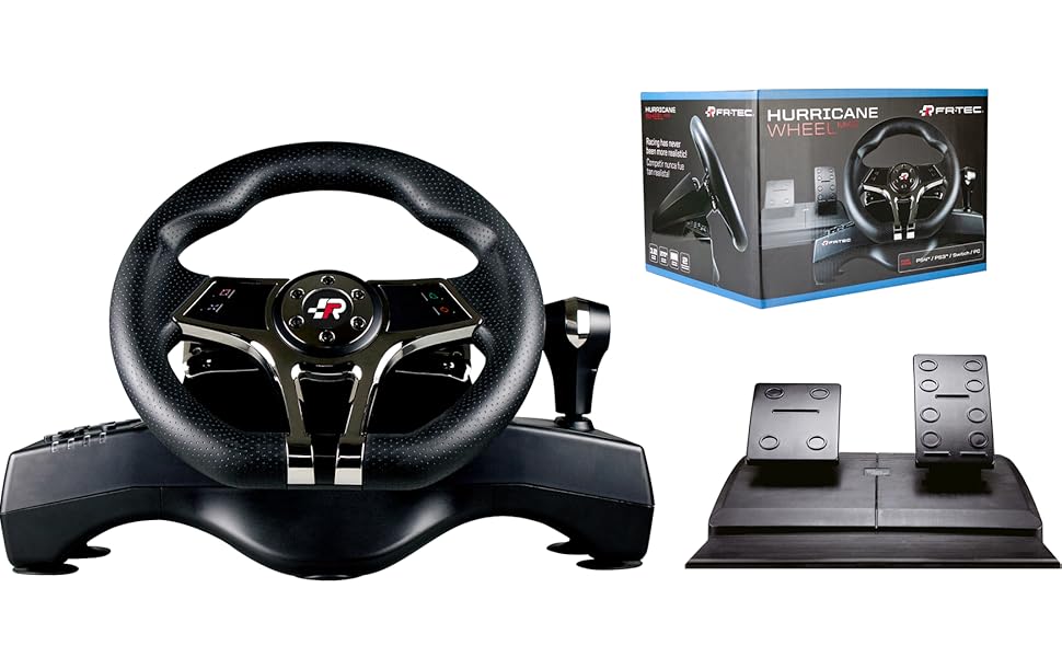 FRTEC HURRICANE MK II Руль для гонок з педалями та вбудованою секвенційною коробкою передач (сумісний з Playstation 4, Playstation 3, Switch та PC)