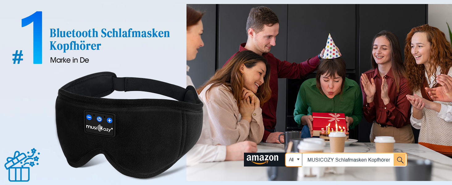 Маска для сну з навушниками Musicozy 3D Bluetooth, повна затемнення, для сну, подорожей, відпочинку та медитації