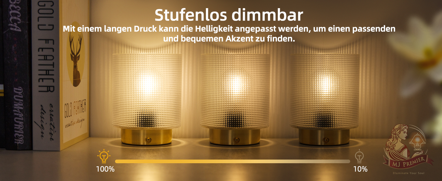 Бездротова настільна лампа з таймером, вінтажний дизайн, LED, скло, для дому та вулиці, диммування, сірий колір, розмір L