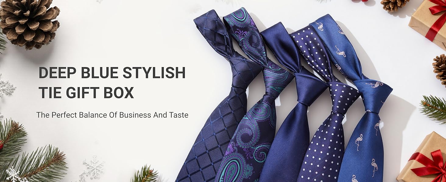 HISDERN Набір краваток для чоловіків (5 шт.) з кишеньковим хустинкою. Класичний елегантний аксесуар для весілля. Шовкові краватки та хустинки в подарунковій коробці.