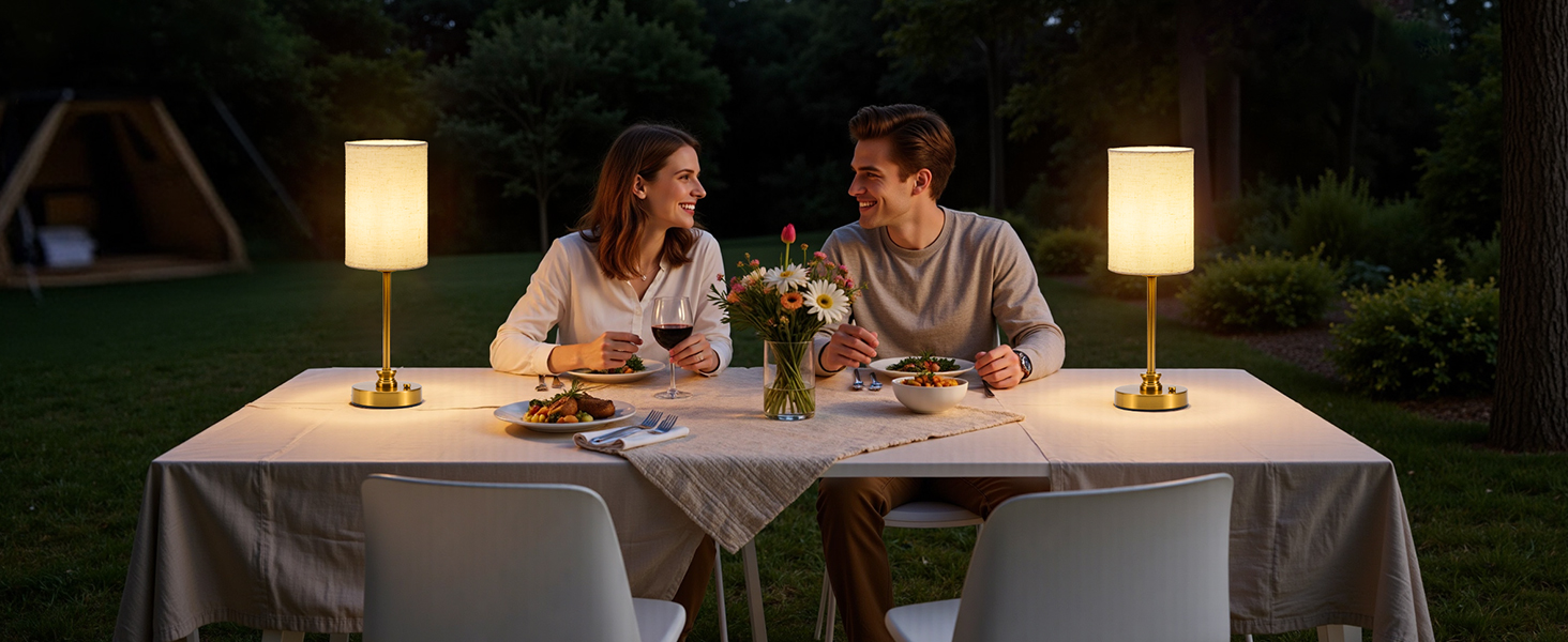 Настільна лампа Bojim 2 шт. Retro LED з USB зарядкою, регульоване освітлення, тканинний абажур, металевий корпус, для спальні та вітальні