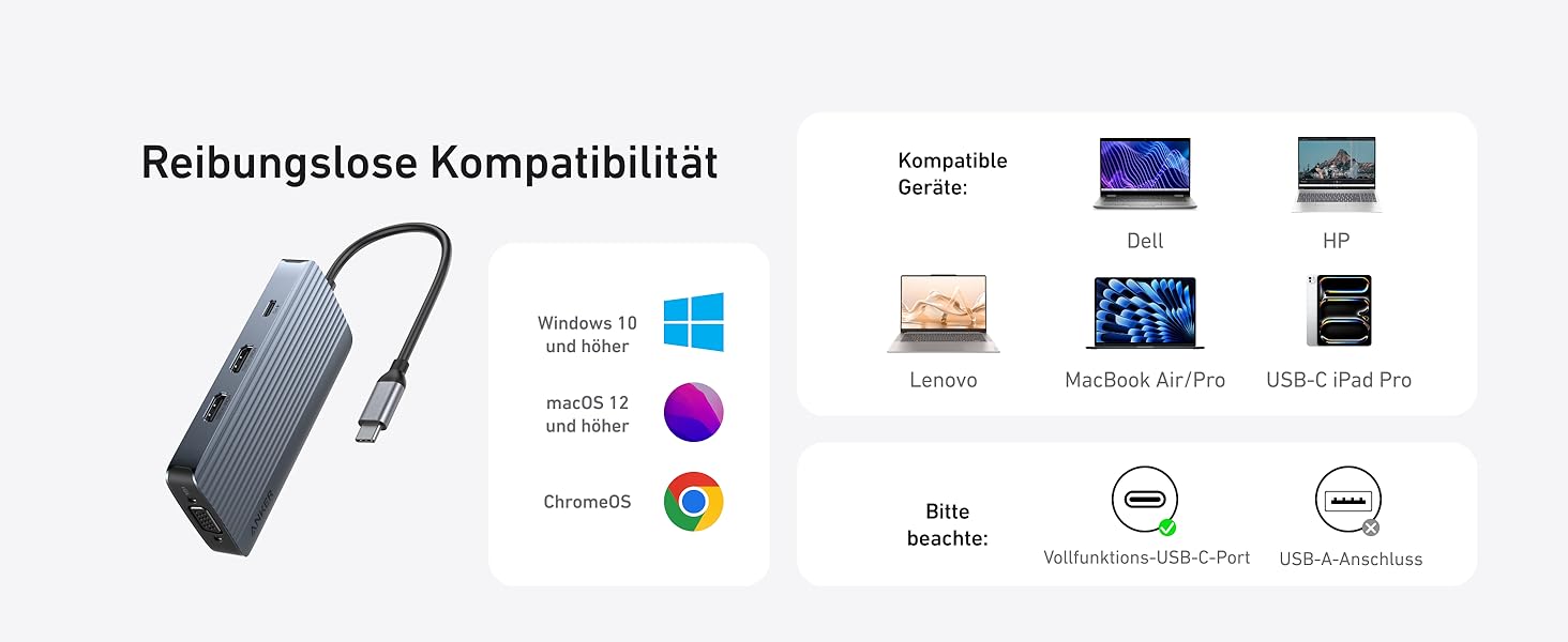 USB-C хаб Anker: док-станція з двома HDMI, 100W, 10Gbit/s, 8 портів для MacBook, Dell, iPad Pro
