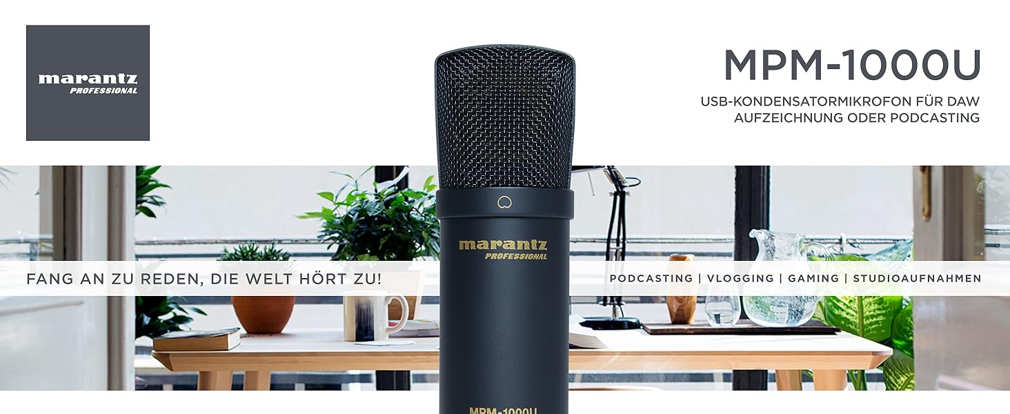 Marantz Professional MPM-1000U: USB мікрофон з великою мембраною та нирковою характеристикою для подкастів, студії та геймінгу