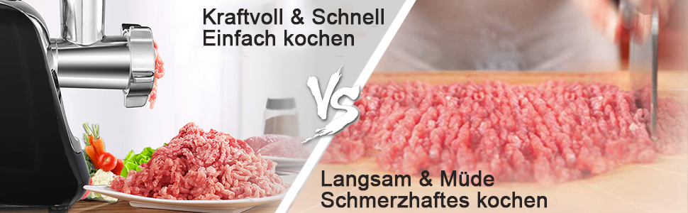 М'ясорубка електрична COOCHEER багатофункціональна 2000 Вт з насадками для ковбас, кеббе, овочів та тіста (Чорна)