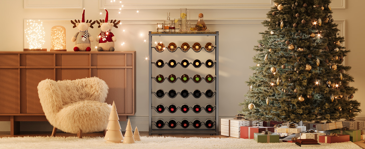 Стильна вітрина для вина Urban Deco на 30 пляшок з дерев'яною стільницею, чорна металева полиця для кухні, бару, погреба, їдальні, 59 x 30 x 89 см