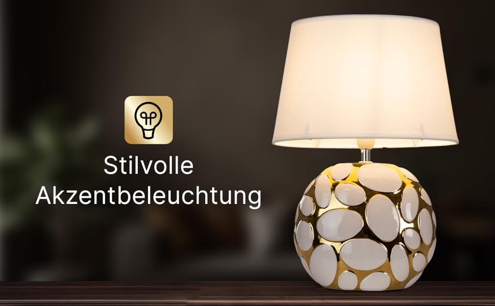 ARTE LAMP Poppy LED лампа настільна з кабелем – Хром/Біла настільна лампа з абажуром з білого текстилю для вітальні та спальні (Poppy Gold)