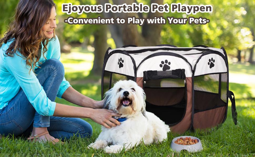 Клітка-загон для тварин, 8-панельна сітка, портативна огорожа для собак/кішок/кроликів, 68x45 см (Червона)