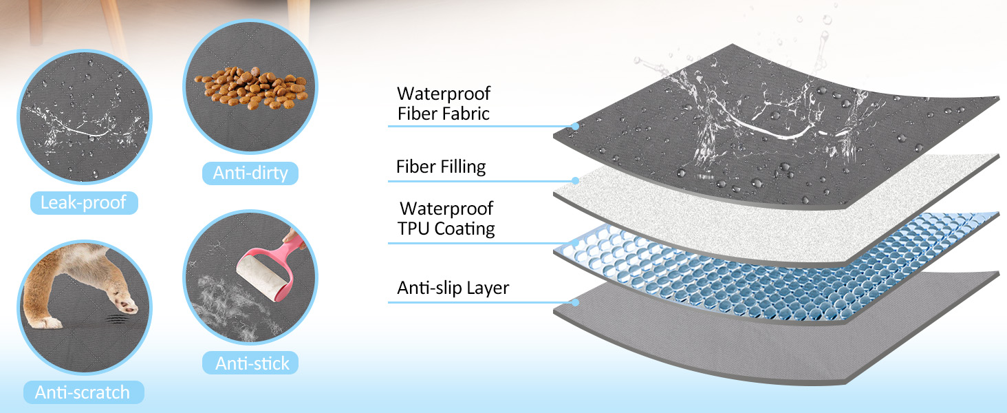 Водонепроникний захисний чохол на диван для собак HezzLuv, ковдра для тварин, захист матрацу, меблів, миючий, двосторонній, стійкий до подряпин, для цуценят, середніх та великих собак та котів, сірий, 157x127 см