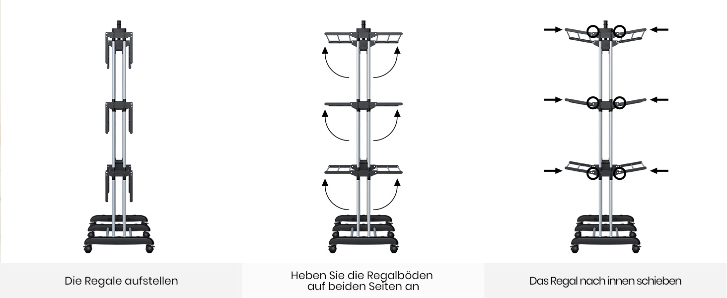 Сушарка для білизни Oak & Tea Turm, 83-200см, XXL, на колесах, 4 яруси, для дому та вулиці (Чорний)