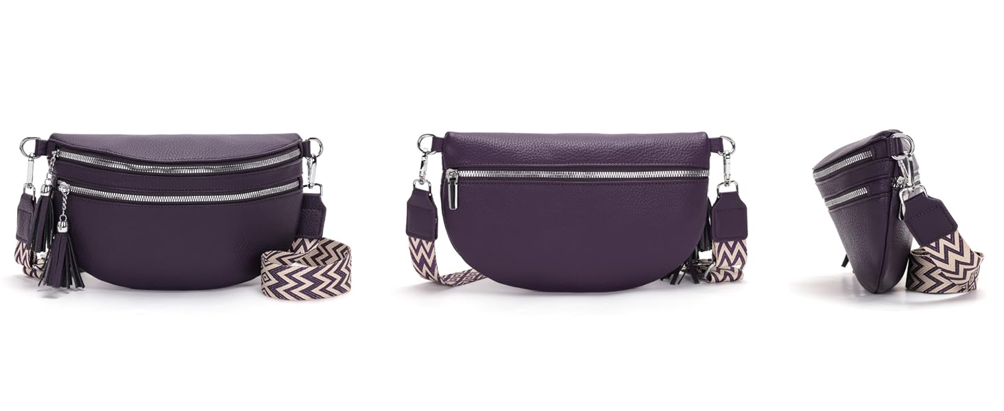 Сумка на пояс жіноча бежева, кросбоді, середнього розміру з відділенням для карт та 2 ремінцями - Lila