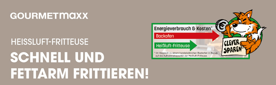 Фритюрниця повітряна GOURMETmaxx 2.3L з таймером 60 хв та 9 функціями | Енергозберігаюча, без запаху, 1000 Вт