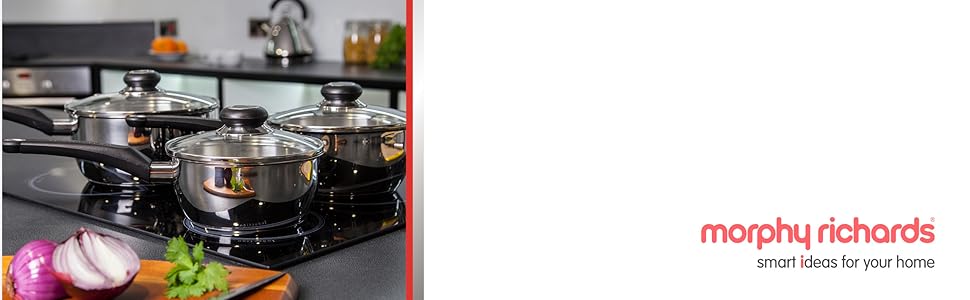 Набір каструль Morphy Richards Equip, 3 шт., нержавіюча сталь