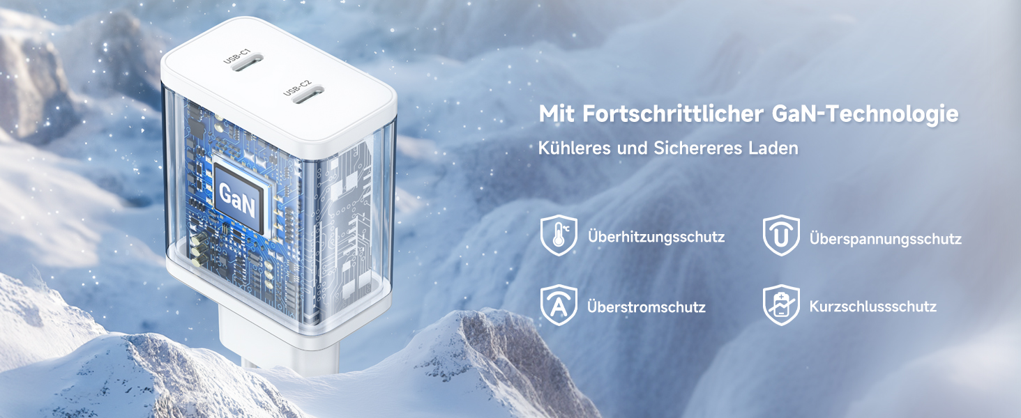 Мережевий зарядний пристрій ZKAPOR з USB-C, 4 порти, 45W, білий. Підходить для iPhone 16/15/14, Samsung Galaxy, Huawei, iPad.