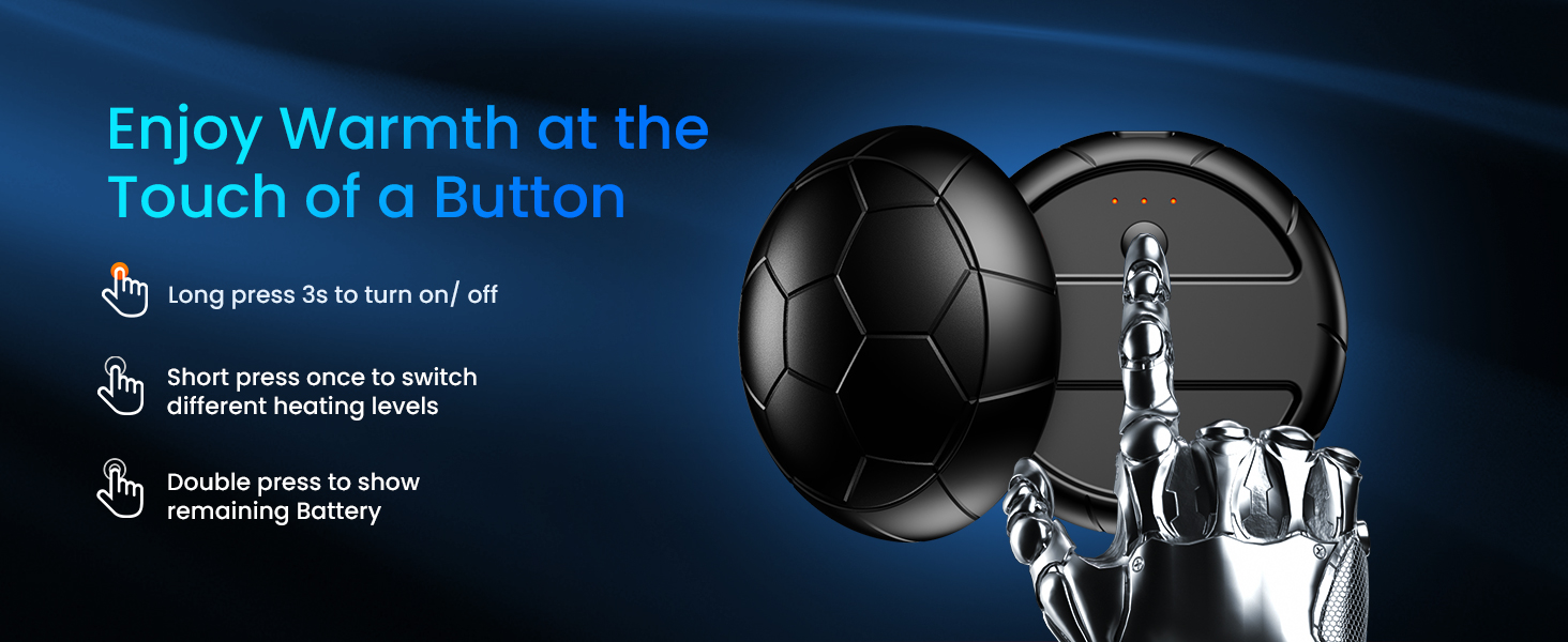 Електричні грілки для рук 2 шт. | USB, 3 режими нагріву, 20 годин тепла, для активного відпочинку та дому, чорний