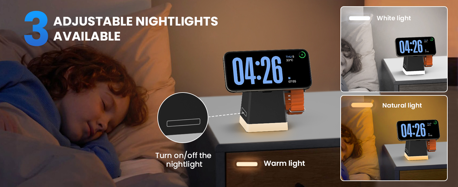 Бездротовий зарядний пристрій JoyGeek: для iPhone, Apple Watch, AirPods (чорний)