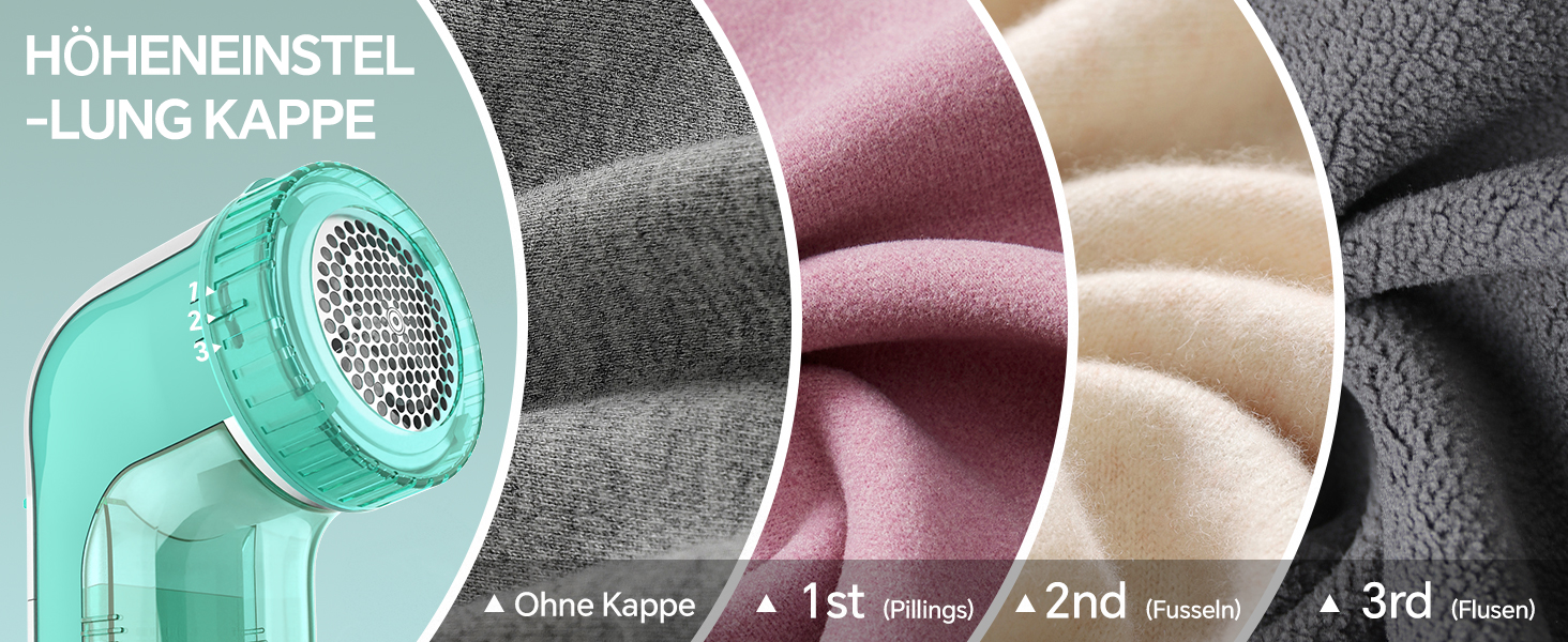 Електричний видальник пуху BEAUTURAL з 3 рівнями висоти та 2 швидкостями для різних тканин (Tiffany, від батарейки)