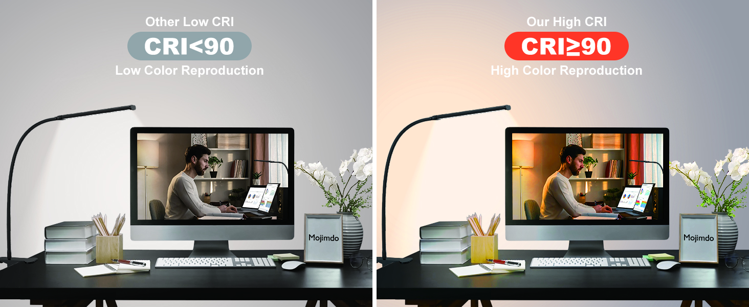 Лампа настільна LED Mojimdo 77 з пультом ДУ, 40 см, 3 кольори, 5 рівнів яскравості, гнучкий штатив, USB-зарядка, чорний