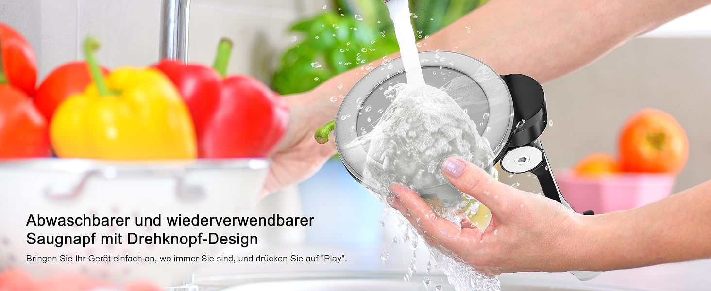 Підставка для планшету та смартфона AboveTEK з присоском – регульована 360° для iPad/смартфонів (4–11 дюймів), авто/стіна/офіс (чорний)