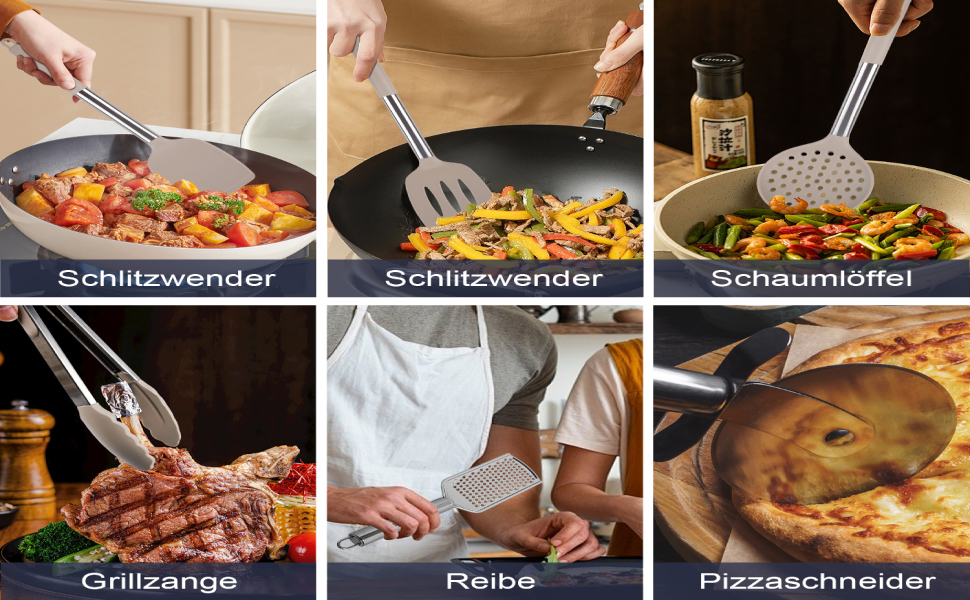 Набір кухонних помічників Silikon, 45 предметів: лопатки, ложки, пензлі та аксесуари для кухні з тримачем та S-гачками, термостійкий, придатний для миття в посудомийній машині, хакі